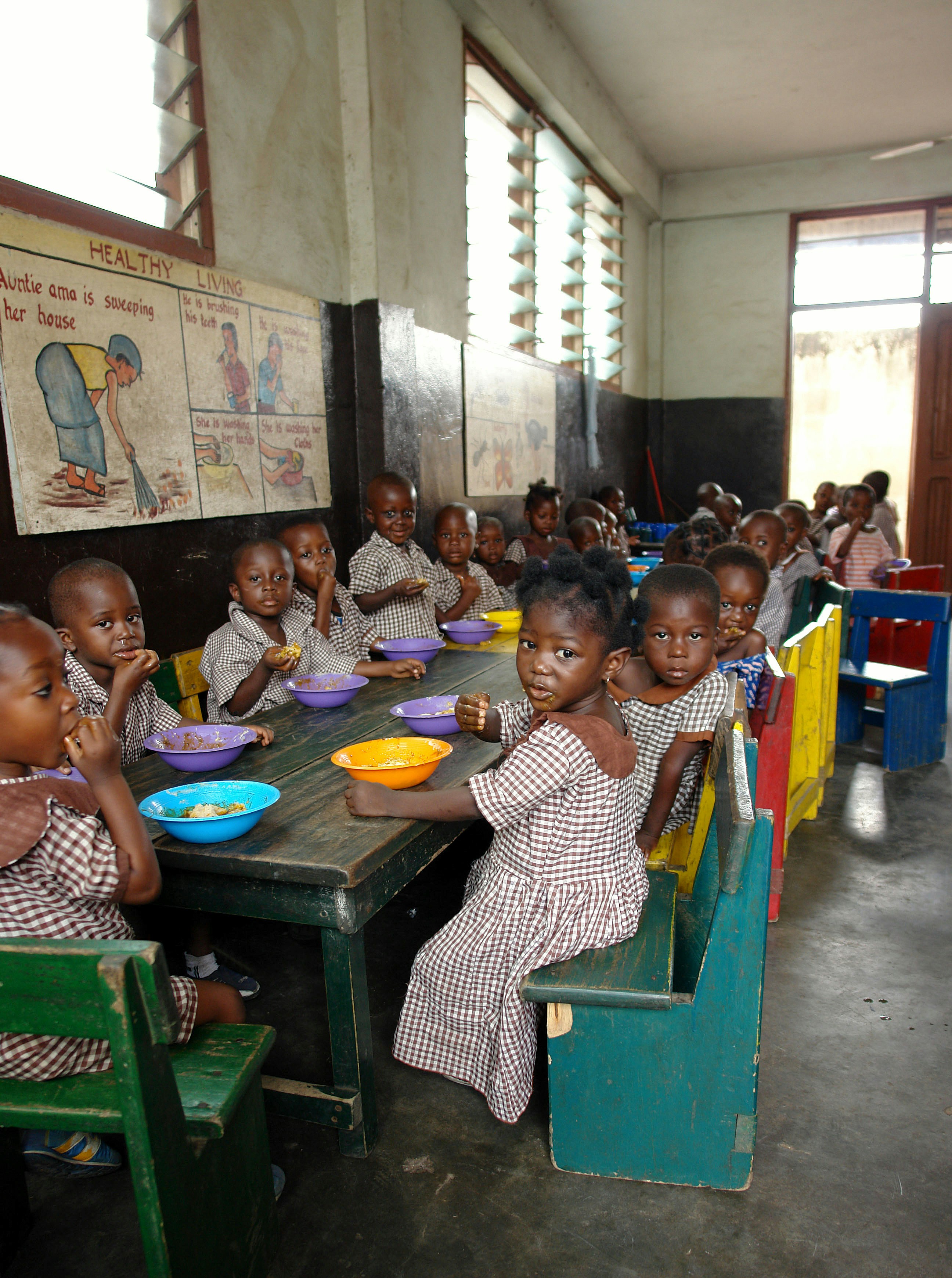 Community members sharing a meal outdoors