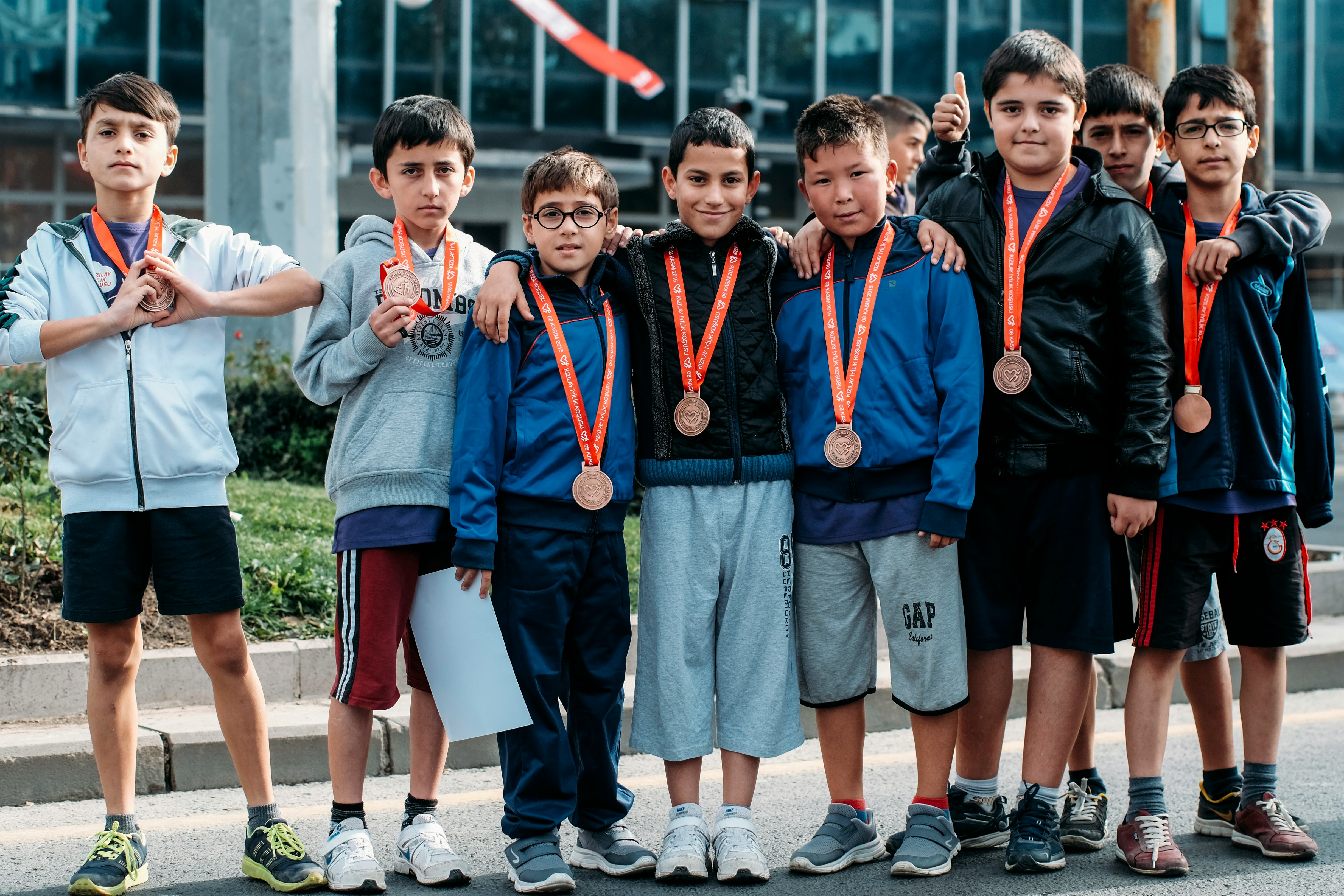 Youth celebrating at a community morale event